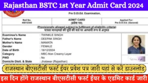 Rajasthan BSTC 1st Year Admit Card 2024