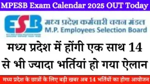 MPESB Exam Calendar 2025 PDF Download