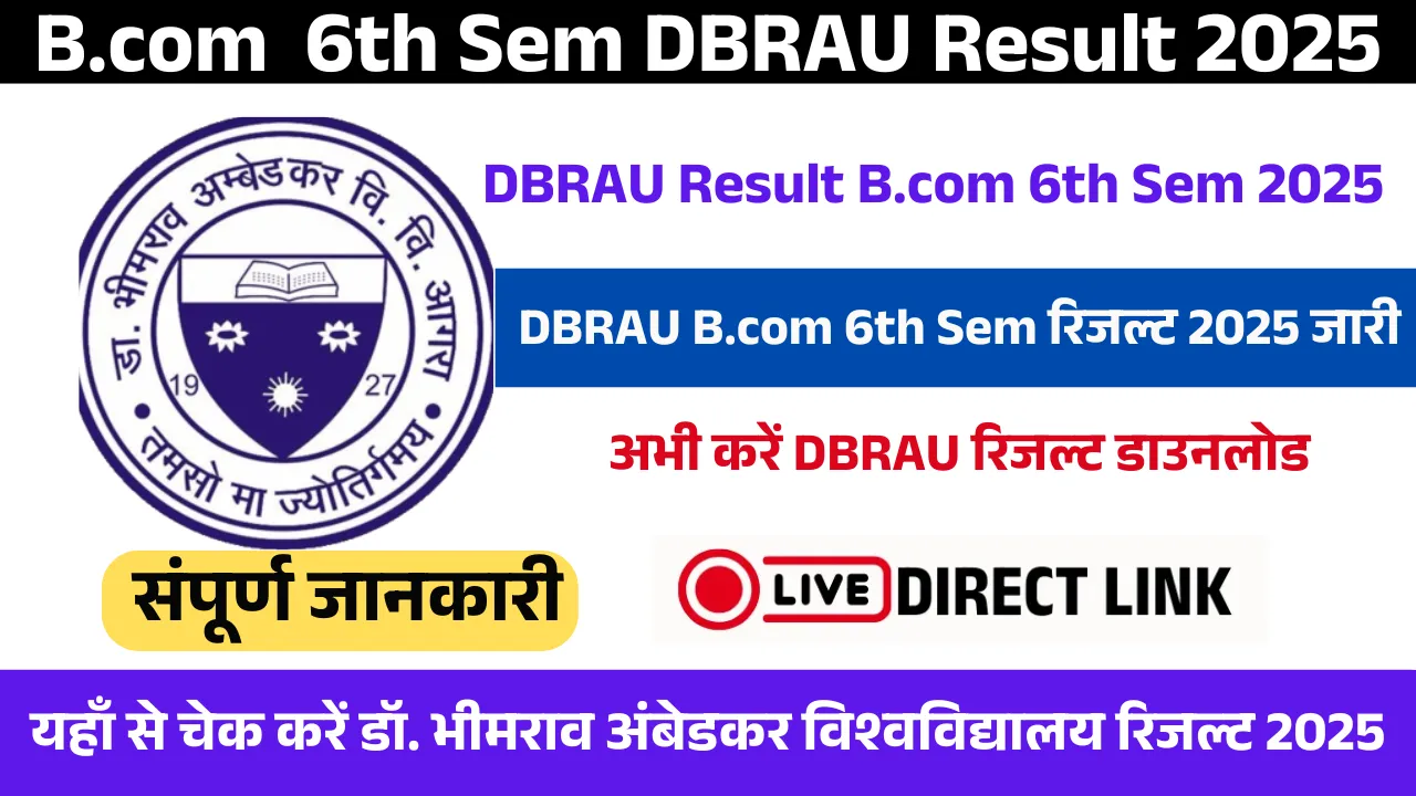 B.com 6th Sem DBRAU Result 2025